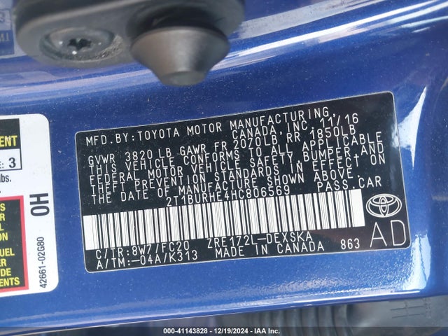 Toyota COROLLA SE 2017 2T1BURHE4HC806569 Image 9