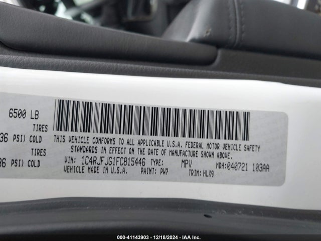 Jeep Grand Cherokee Summit 2015 1C4RJFJG1FC815446 Image 9