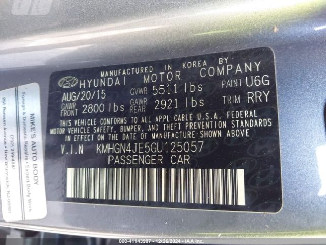 KMHGN4JE5GU125057 Hyundai Genesis 3.8
