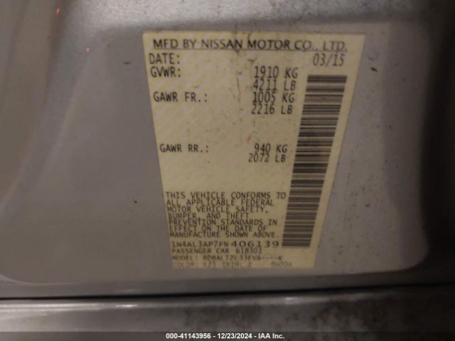 1N4AL3AP7FN406139 Nissan Altima 2.5 Sl