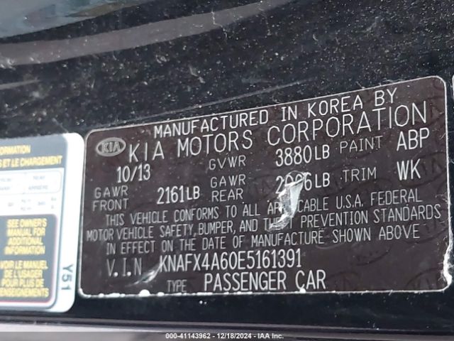 KNAFX4A60E5161391 KIA FORTE LX