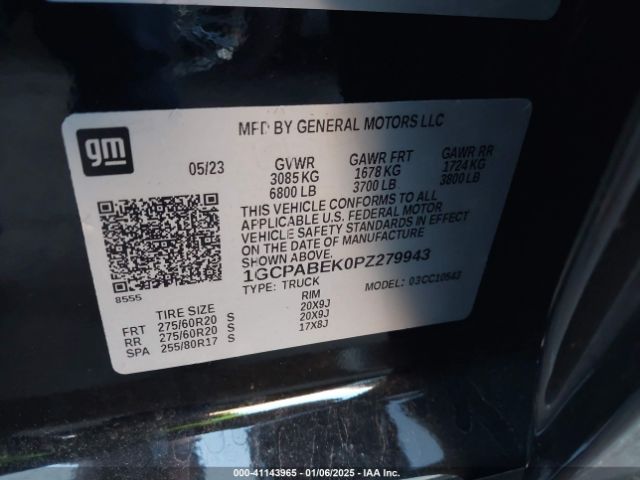 1GCPABEK0PZ279943 Chevrolet Silverado 1500 2wd  Short Bed Custom