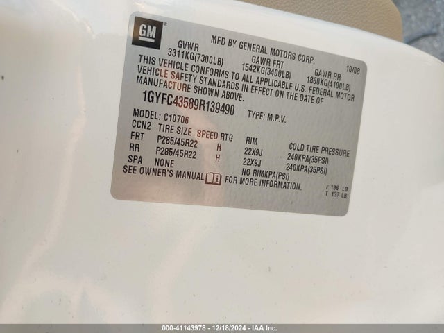 2009 CADILLAC ESCALADE HYBRID 1GYFC43589R139490 Photo 8