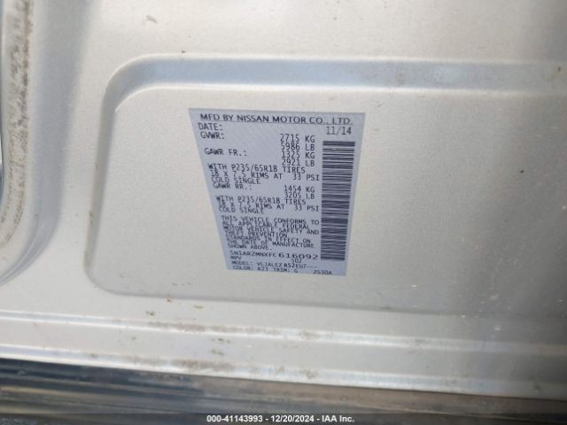5N1AR2MNXFC616092 Nissan Pathfinder Platinum/s/sl/sv