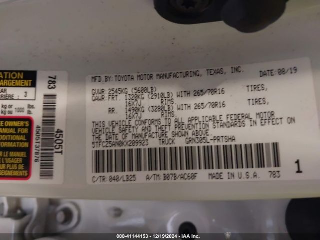 5TFCZ5AN0KX209923 Toyota Tacoma Trd Pro