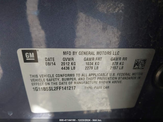 Chevrolet MALIBU LS 2015 1G11B5SL2FF141217 Image 9