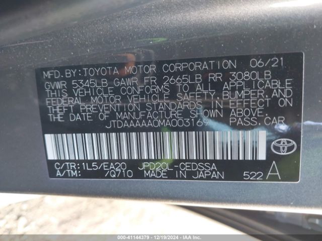 JTDAAAAA0MA003169 Toyota Mirai Xle