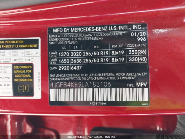4JGFB4KE9LA183106 Mercedes-Benz Gle 350 4matic