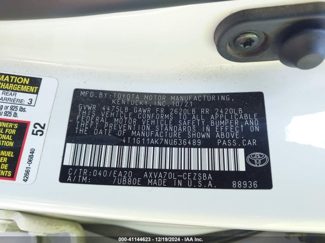 Toyota CAMRY SE 2022 4T1G11AK7NU636489 Image 9
