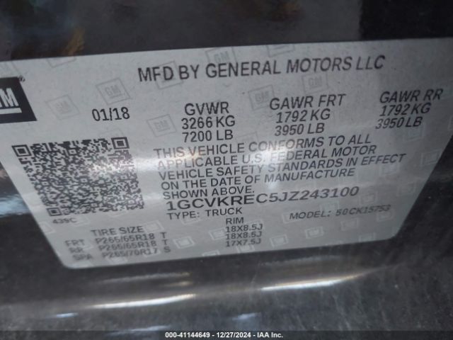 1GCVKREC5JZ243100 Chevrolet Silverado 1500 1lt