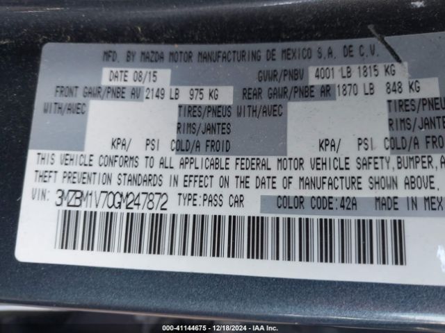3MZBM1V70GM247872 Mazda Mazda3 I Touring