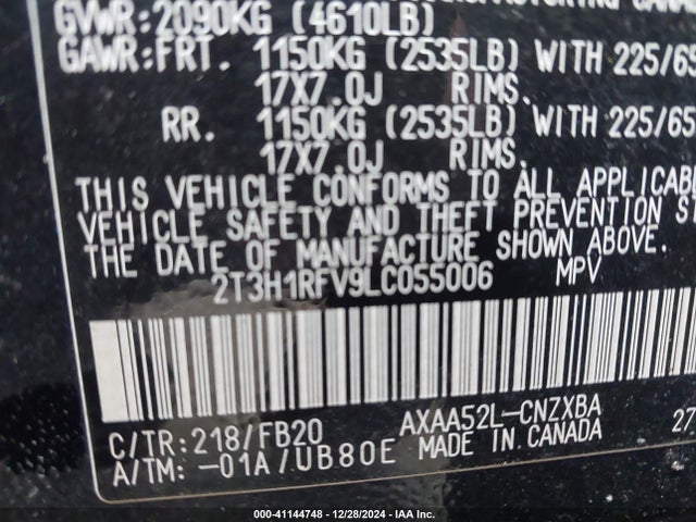 Toyota RAV4 LE 2020 2T3H1RFV9LC055006 Image 9