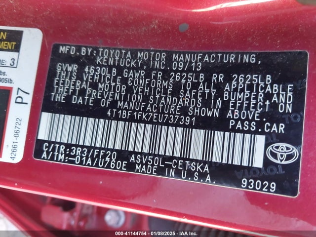 Toyota CAMRY SE 2014 4T1BF1FK7EU737391 Image 9