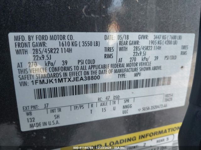 1FMJK1MTXJEA38800 Ford Expedition Max Platinum