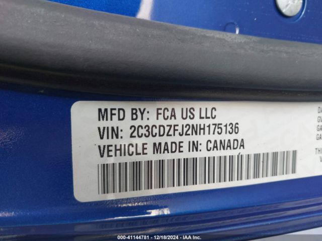 2C3CDZFJ2NH175136 Dodge Challenger R/t Scat Pack