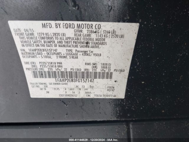 1FAHP2E83FG157147 Ford TAURUS SEL