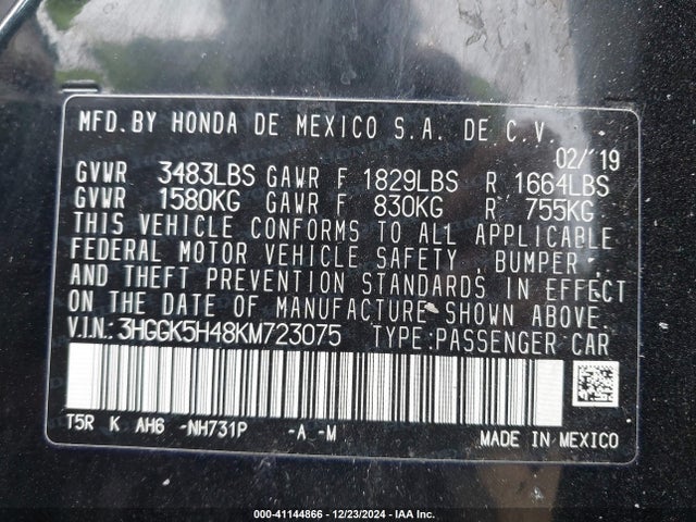 Honda FIT LX 2019 3HGGK5H48KM723075 Image 9