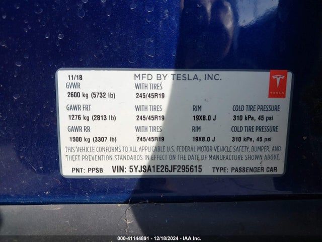 2018 TESLA MODEL S 5YJSA1E26JF295615 Photo 8