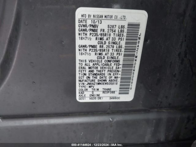 JN8AZ1MW0EW505818 Nissan MURANO S