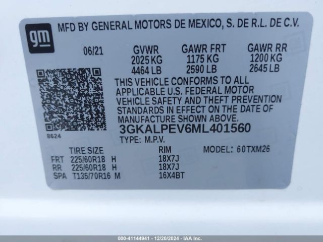 3GKALPEV6ML401560 GMC Terrain Fwd Slt