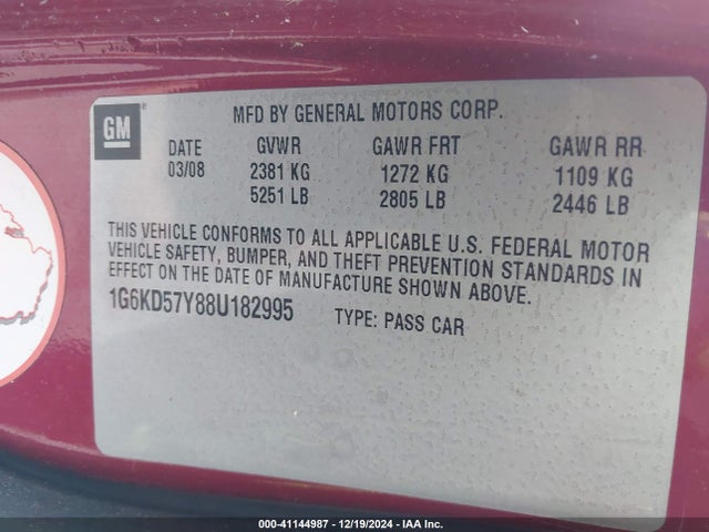 2008 CADILLAC DTS 1G6KD57Y88U182995 Photo 8