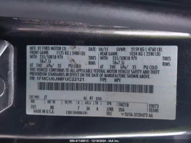 1FMCU0J98FUC22121 Ford Escape Titanium