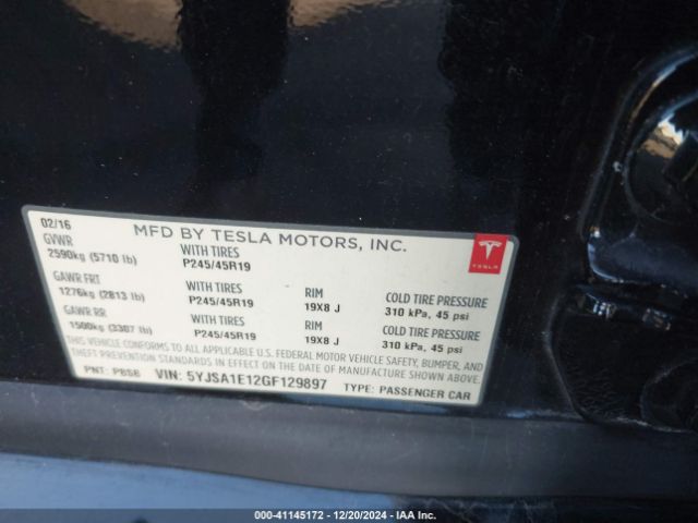 5YJSA1E12GF129897 Tesla Model S 60/70/75/85