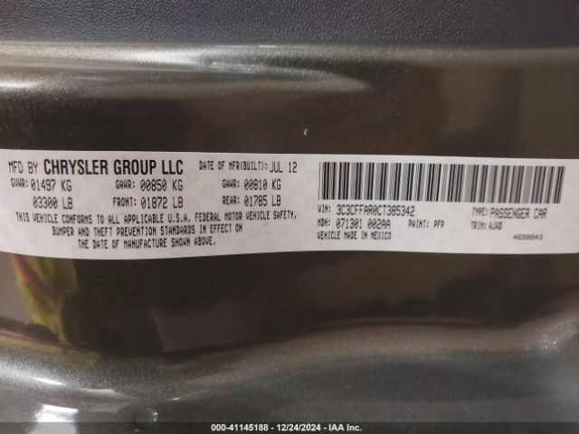 2012 FIAT 500 3C3CFFAR0CT385342 Photo 8