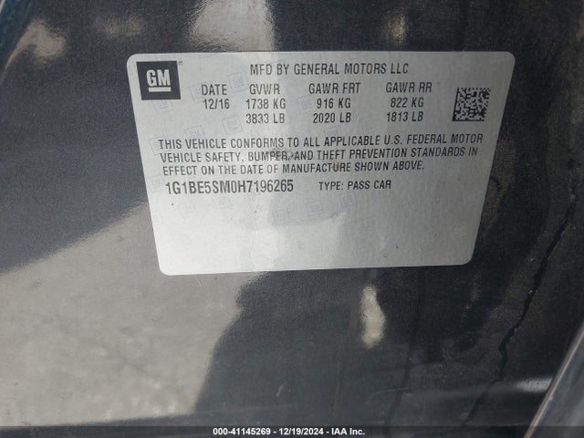 Chevrolet Cruze Lt Auto 2017 1G1BE5SM0H7196265 Image 9