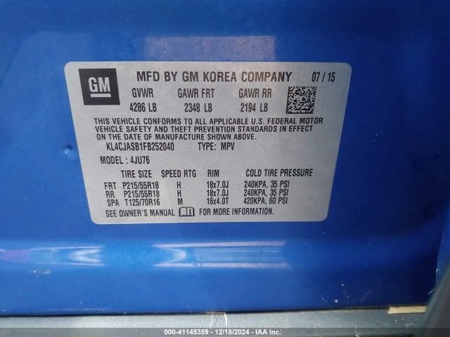 Buick Encore 2015 KL4CJASB1FB252040 Image 9