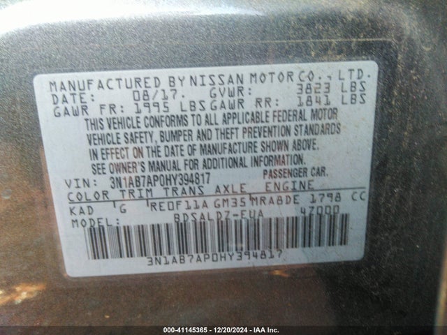 Nissan SENTRA SV 2017 3N1AB7AP0HY394817 Image 9