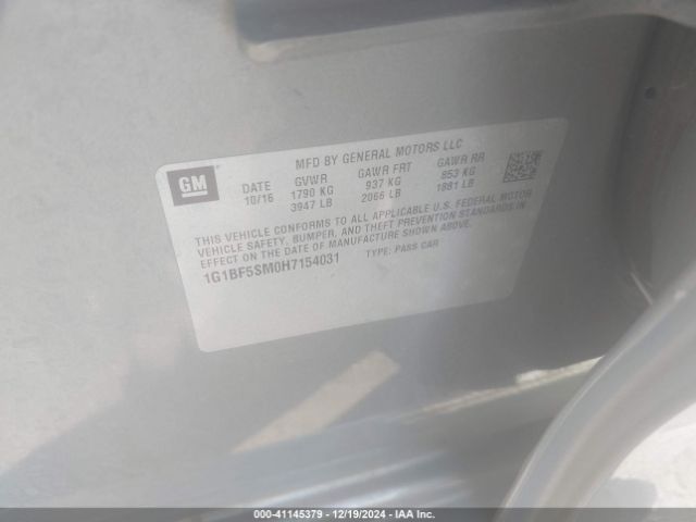 1G1BF5SM0H7154031 Chevrolet Cruze Premier Auto