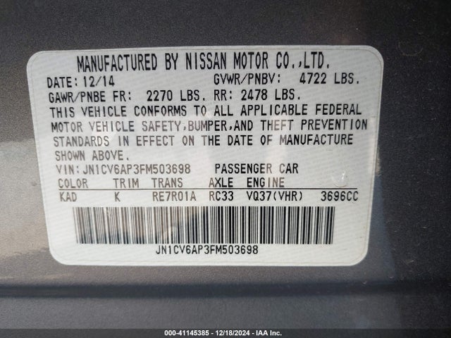 Infiniti Q40 2015 JN1CV6AP3FM503698 Image 9
