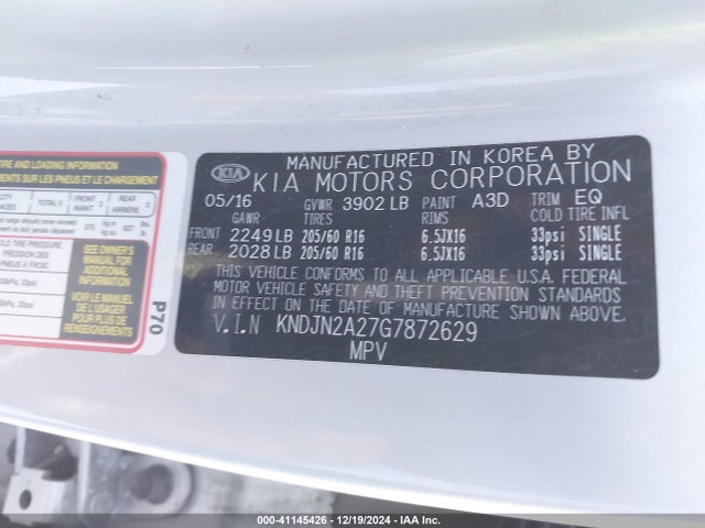 KIA Soul 2016 KNDJN2A27G7872629 Image 9