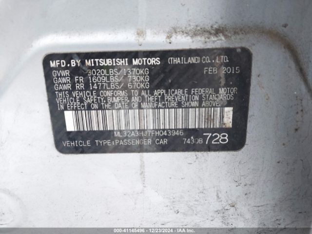 ML32A3HJ7FH043946 Mitsubishi MIRAGE DE