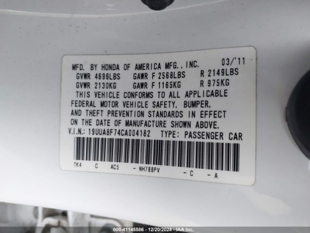 2012 ACURA TL 19UUA8F74CA004182 Photo 8