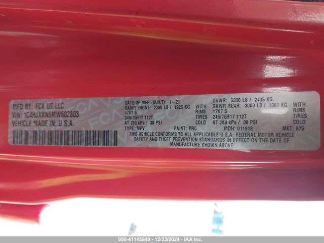 1C4HJXKN5MW602803 Jeep Wrangler Unlimited Sport Rhd 4x4