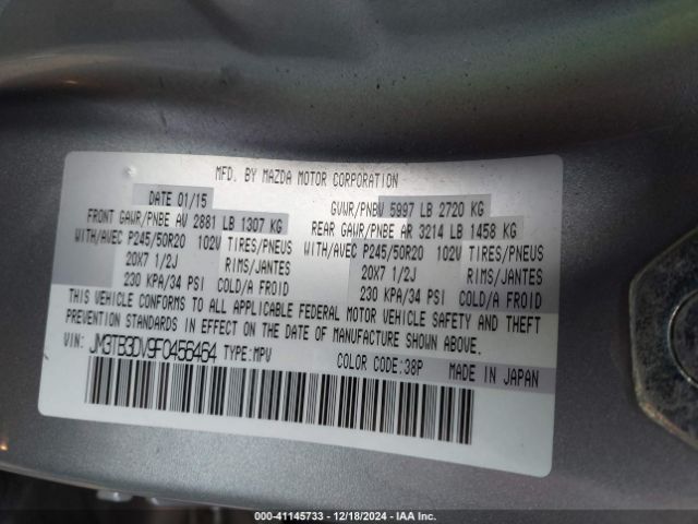 JM3TB3DV9F0456464 Mazda Cx-9 Grand Touring