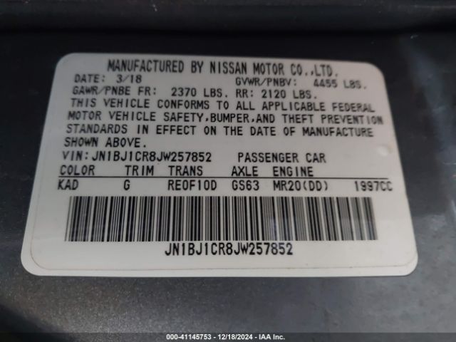 JN1BJ1CR8JW257852 Nissan Rogue Sport Sv