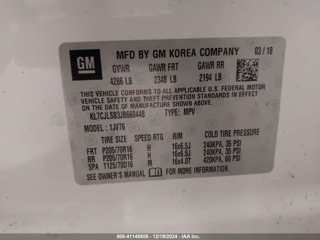 Chevrolet Trax Lt 2018 KL7CJLSB3JB660448 Image 9