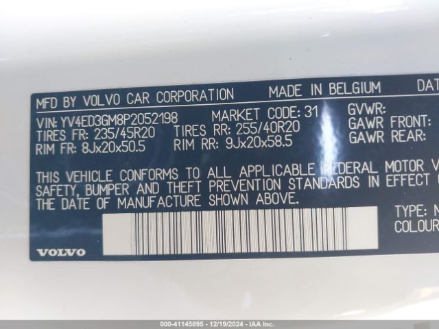 YV4ED3GM8P2052198 Volvo C40 Recharge Pure Electric Twin Ultimate