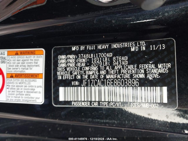 JF1ZCAC16E8603896 Subaru Brz Limited