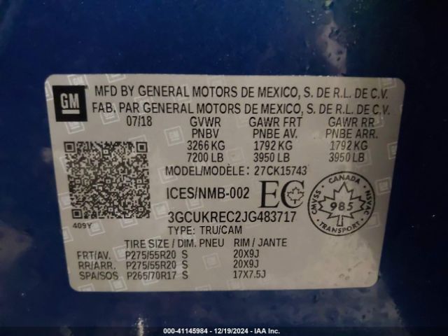 3GCUKREC2JG483717 Chevrolet Silverado 1500 1lt/2lt