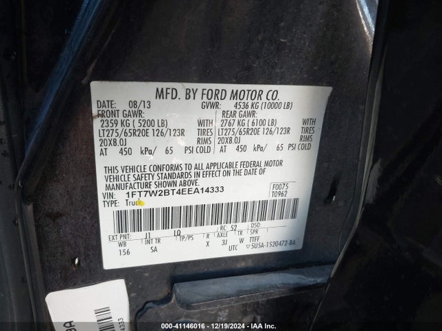 Ford F-250 Lariat 2014 1FT7W2BT4EEA14333 Image 9