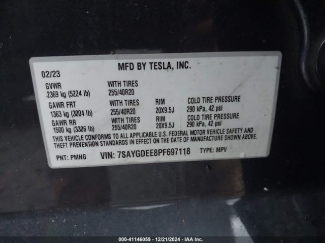 7SAYGDEE8PF697118 Tesla Model Y Awd/long Range Dual Motor All-wheel Drive