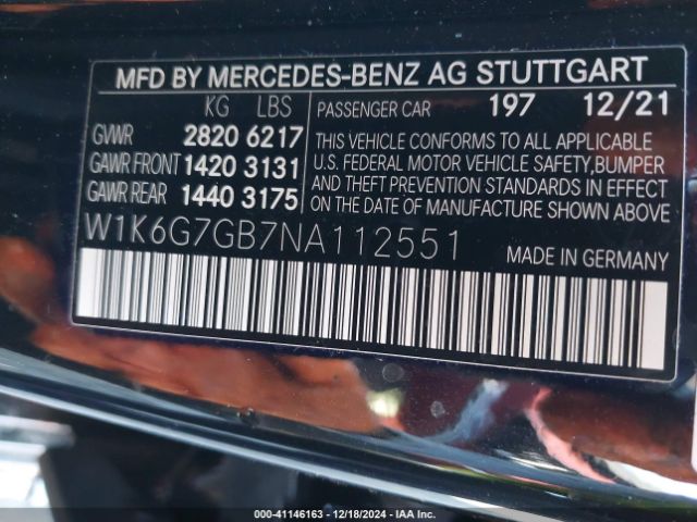 2022 MERCEDES-BENZ S 580 W1K6G7GB7NA112551 Photo 8