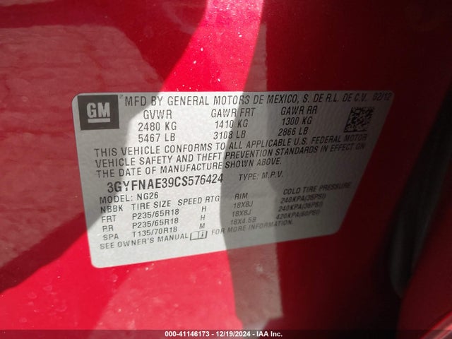 2012 CADILLAC SRX 3GYFNAE39CS576424 Photo 8