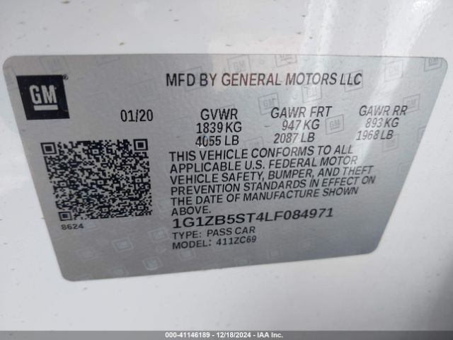 1G1ZB5ST4LF084971 Chevrolet Malibu Fwd Ls