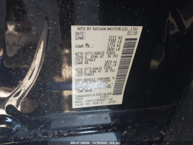 1N6AA1ED7LN507646 Nissan Titan Platinum Reserve 4x4