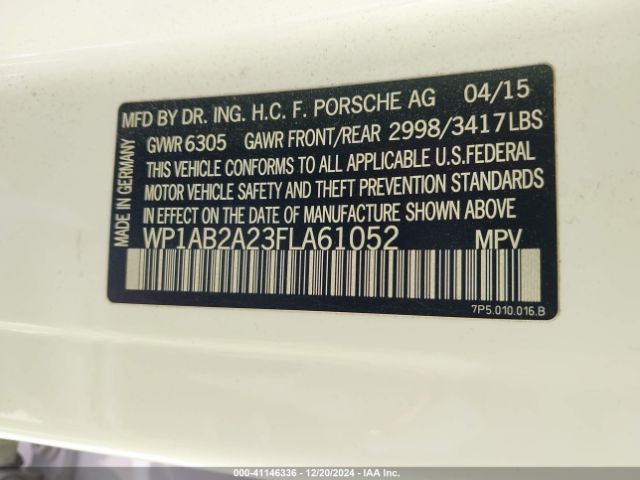 WP1AB2A23FLA61052 Porsche CAYENNE S